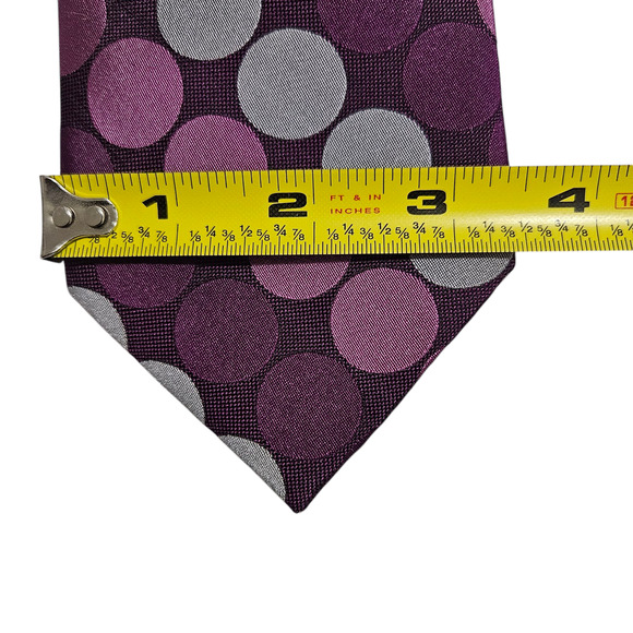 Michael Michael Kors Purple Silver Pink Polka Dot Silk Necktie 3.75” Wide - Picture 7 of 7